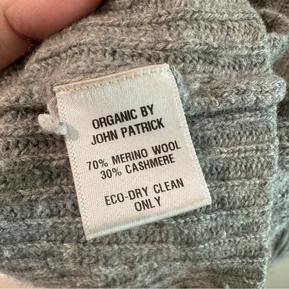 Organic John Patrick Grey Cropped Ribbed Knit Sweater Cashmere Wool Blend Small - Picture 4 of 5